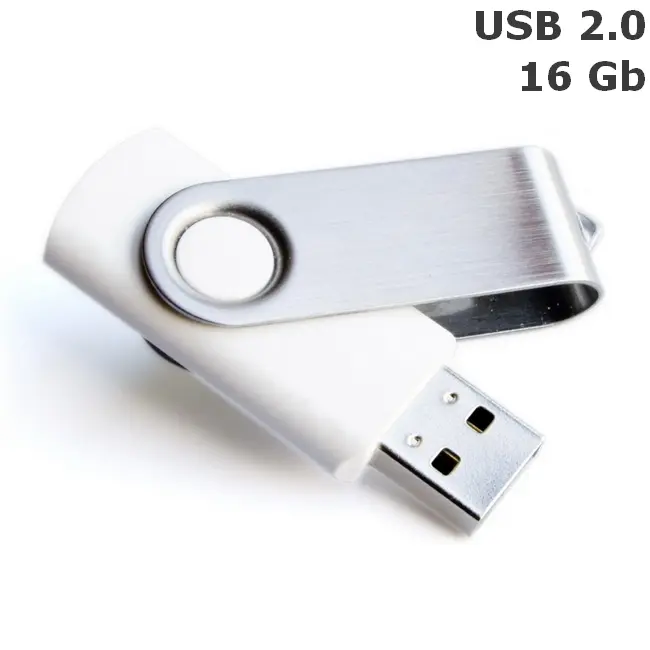 Флешка Твистер пластиковая 16 Gb USB 2.0 Белый Серебристый 6087-01