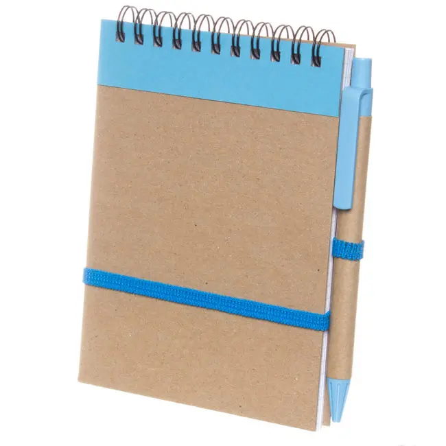 Блокнот A6 вертикальный с ЭКО-ручкой с полосой голубой Голубой Древесный 11757-06