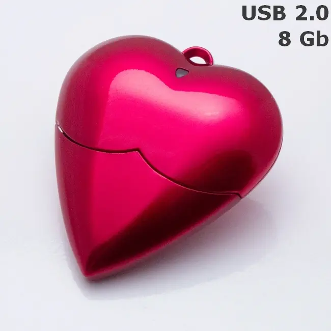 Флешка Серце пластикова 8 Gb USB 2.0 Красный 6102-01