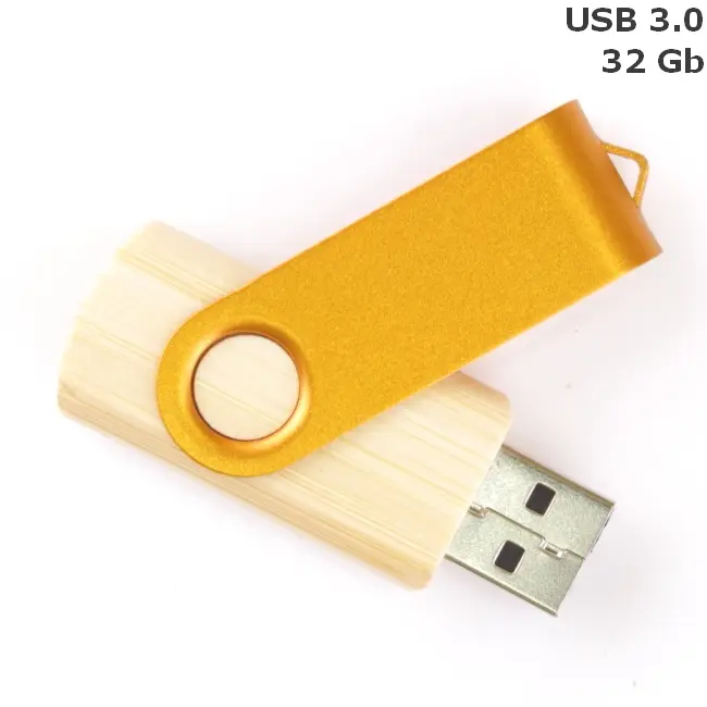 Флешка 'Twister' дерев'яна 32 Gb USB 3.0 Золотистый Древесный 15258-101