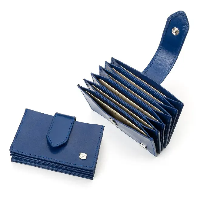 Візитниця у формі гаманця з італійської шкіри Синий 5336-01