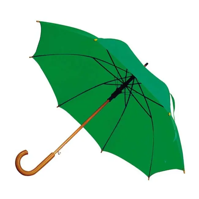 Зонт трость с деревянной ручкой Зеленый 1719-03