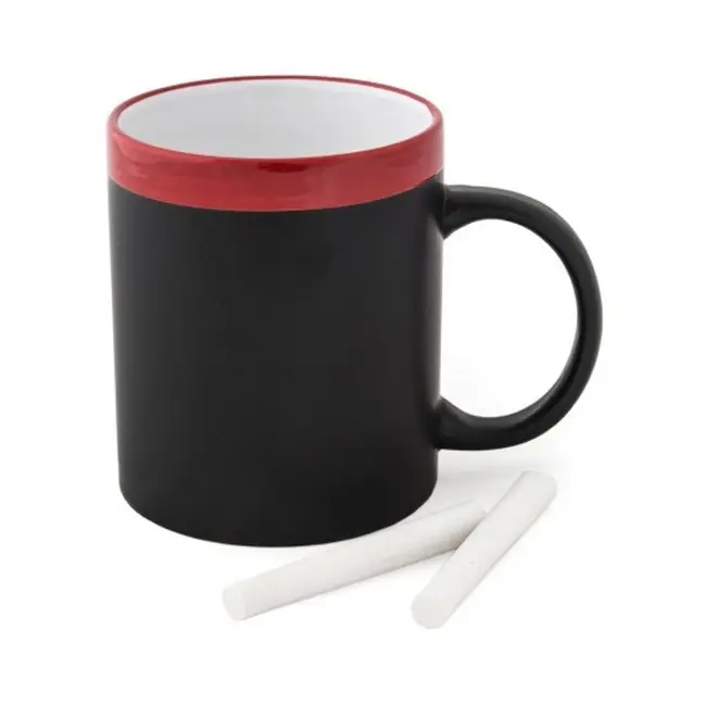 Чашка керамическая матовая с мелком 340 мл Красный Белый Черный 7002-02
