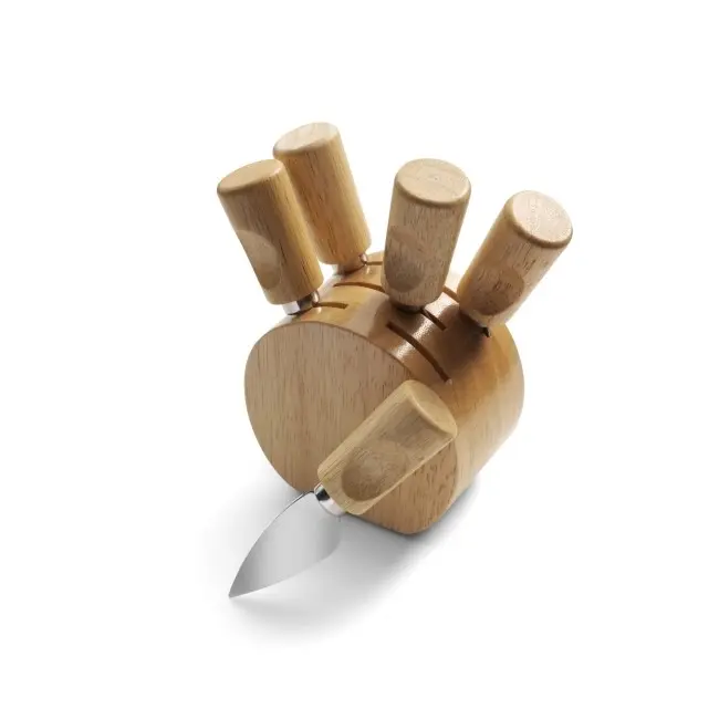 Набір для сиру 5 інструментів в дерев'яній підставці Древесный Серебристый 6687-01