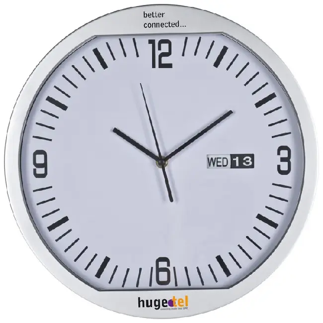 Настінний годинник з датою Белый Черный Серебристый 5028-01