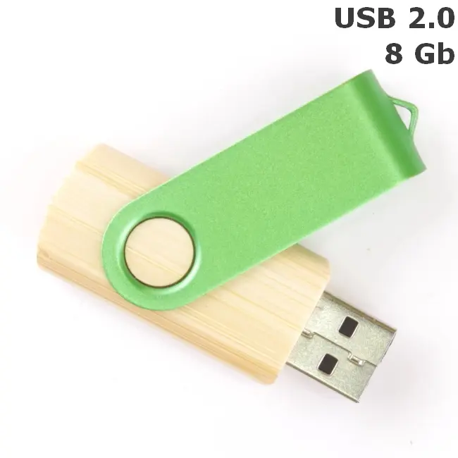 Флешка 'Twister' деревянная 8 Gb USB 2.0 Зеленый Древесный 3673-104