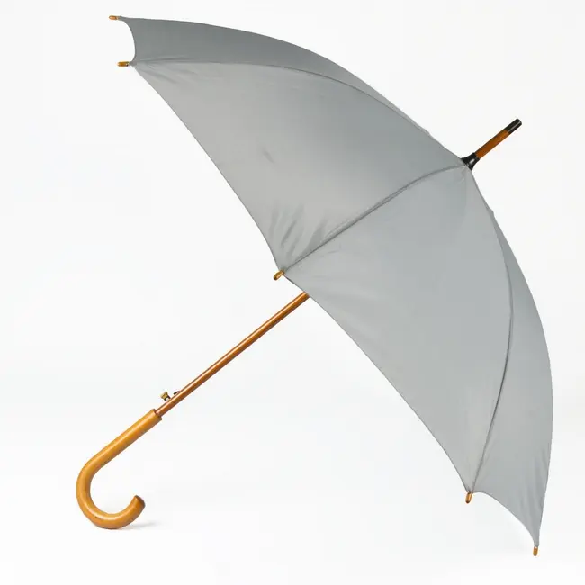 Зонт трость с деревянной ручкой Серый 3671-10