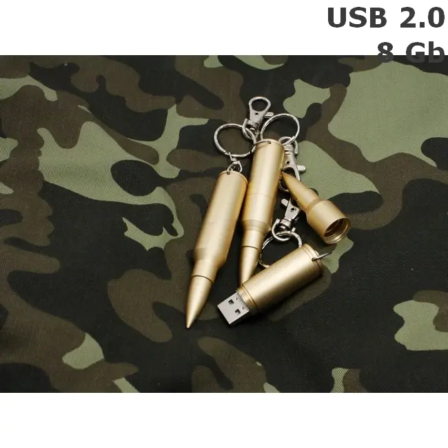Флешка АК-47 металлическая 8 Gb USB 2.0 Золотистый 6039-01