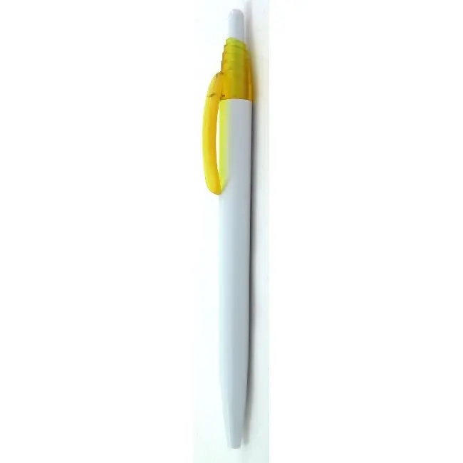 Ручка из глянцевого пластика Белый Желтый 4124-02