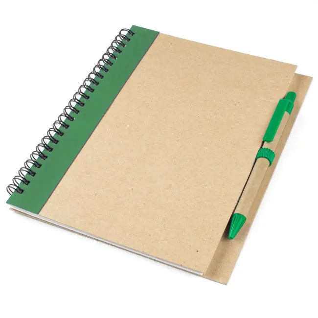 Блокнот A5 з ЕКО-ручкою зі смугою зелений Зеленый Древесный 6833-07