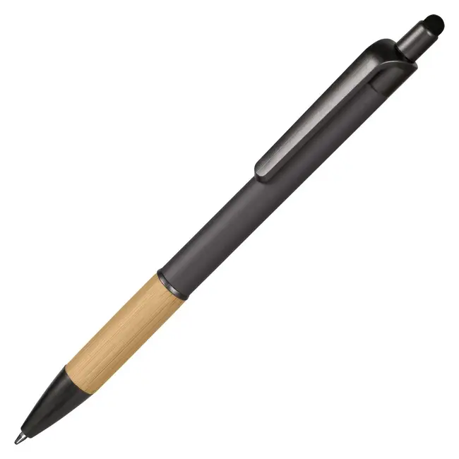 Ручка-стилус металлическая 'Vido' Древесный Серый Черный 15266-07