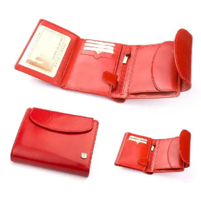 Бумажник женский кожанный с двумя отделениями Красный 4986-01