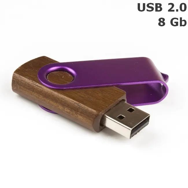 Флешка 'Twister' дерев'яна 8 Gb USB 2.0 Коричневый Древесный Фиолетовый 3673-139