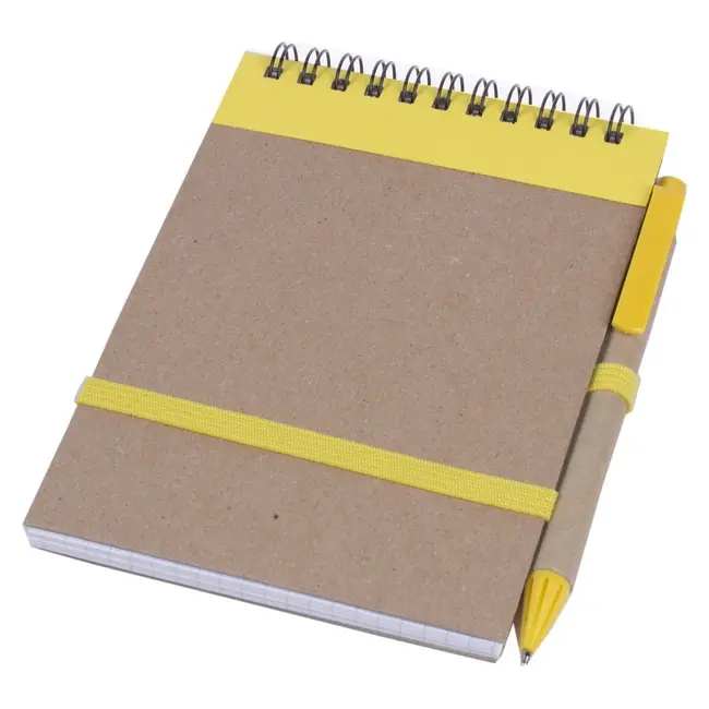 Блокнот A6 вертикальний з ЕКО-ручкою зі смугою жовтий Желтый Древесный 11757-08