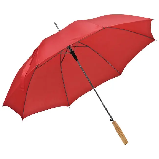 Зонтик трость с деревянной ручкой красный