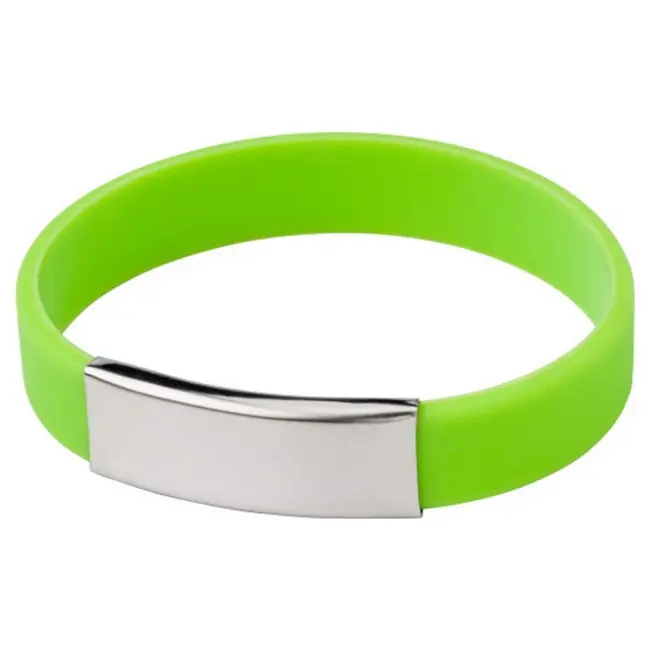 Браслет силиконовый Серебристый Зеленый 3655-03