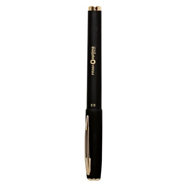 Ручка гелева чорна 0,5 мм пише чорним Черный Золотистый 15025-02