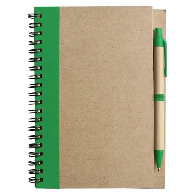 Блокнот ЭКО кремовый блок в линейку и ручка Коричневый Зеленый 1440-06