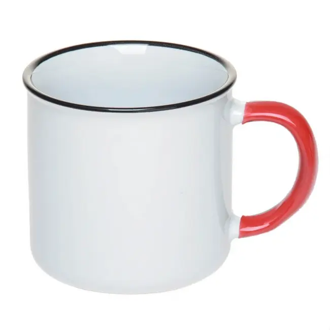 Чашка керамическая 305 мл Белый Красный Черный 3658-02
