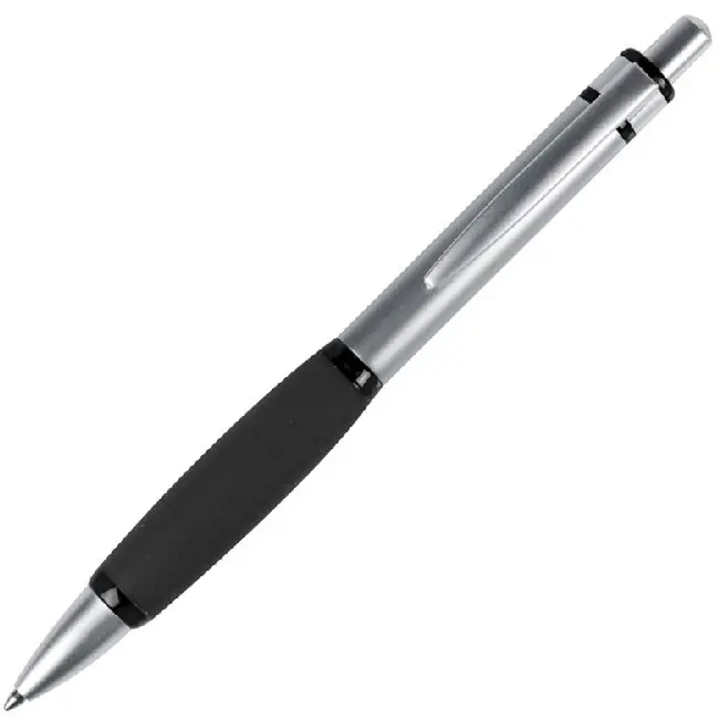 Ручка металева з гумовою вставкою Серебристый Черный 4566-04