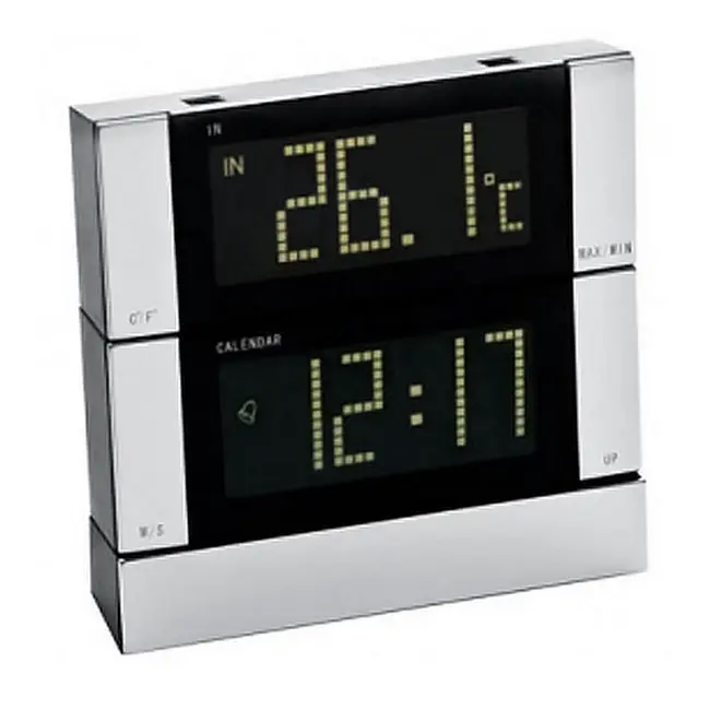 Настільний годинник багатофункціональні LCD Серебристый Черный 1229-01