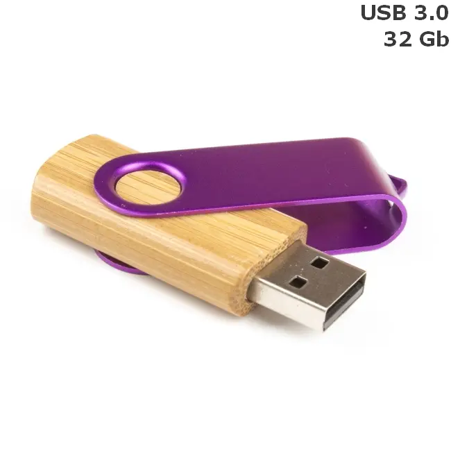 Флешка 'Twister' дерев'яна 32 Gb USB 3.0 Коричневый Древесный Фиолетовый 15258-141