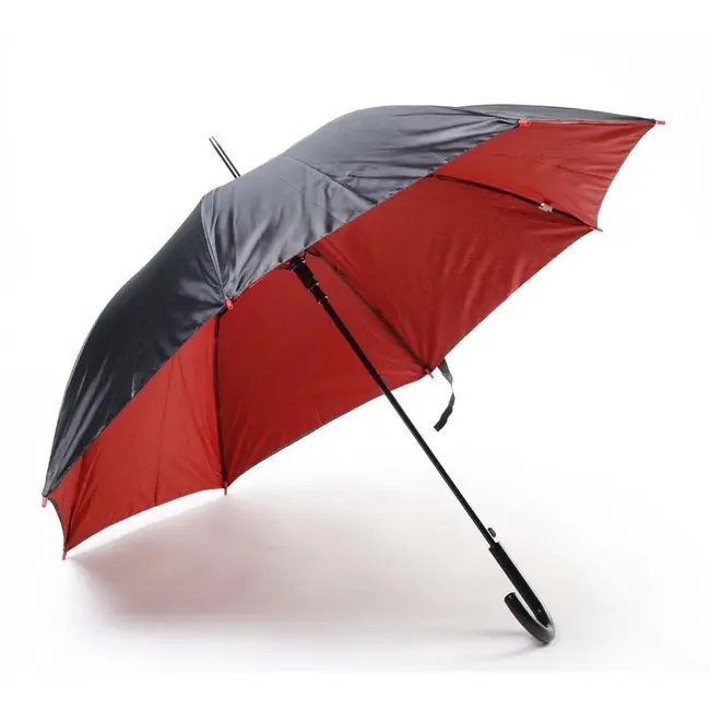 Зонт трость полуавтомат Черный Красный 1480-02