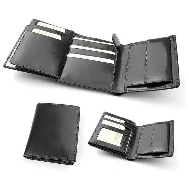 Бумажник кожанный мужской Черный 3695-02