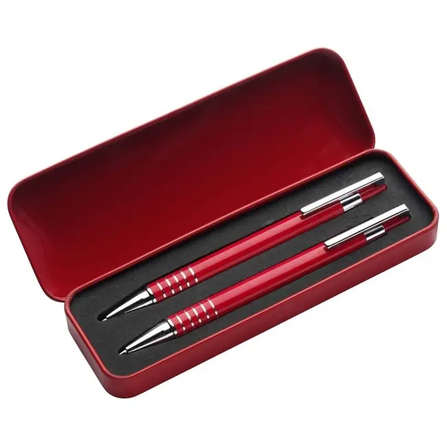 Набір - кулькова ручка і олівець, в коробці Серебристый Красный 4905-04