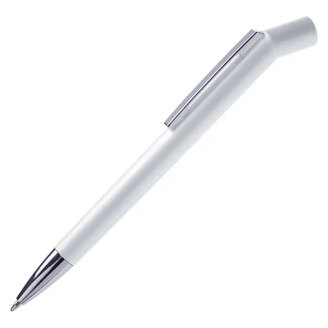 Ручка шариковая пластиковая глянцевая Серебристый Белый 8574-01
