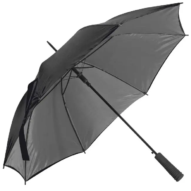 Зонт трость полуавтоматический с двухслойной тканью и прорезиненной ручкой Черный 4221-04