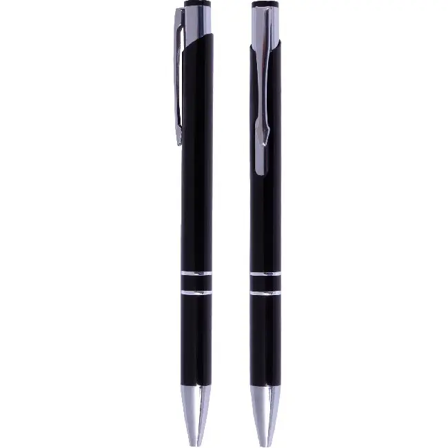 Ручка кулькова металева чорна Черный Серебристый 4705-03