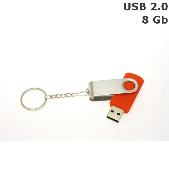 Флешка Твистер пластиковая 8 Gb USB 2.0 Серебристый Оранжевый 6086-02