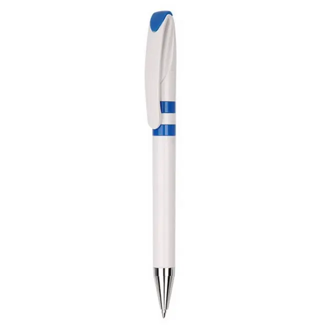 Ручка пластикова глянцева Серебристый Белый Синий 3812-02