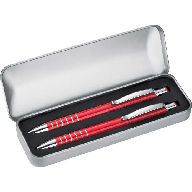 Письменный набор из ручки и карандаша в футляре Красный Серебристый 4995-02