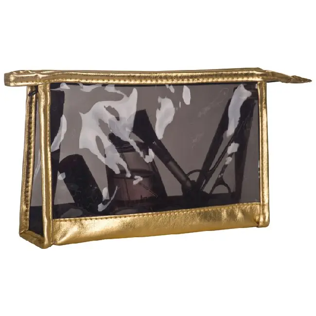 Косметичка на блискавці з PVC Серый Прозрачный Золотистый 4911-01