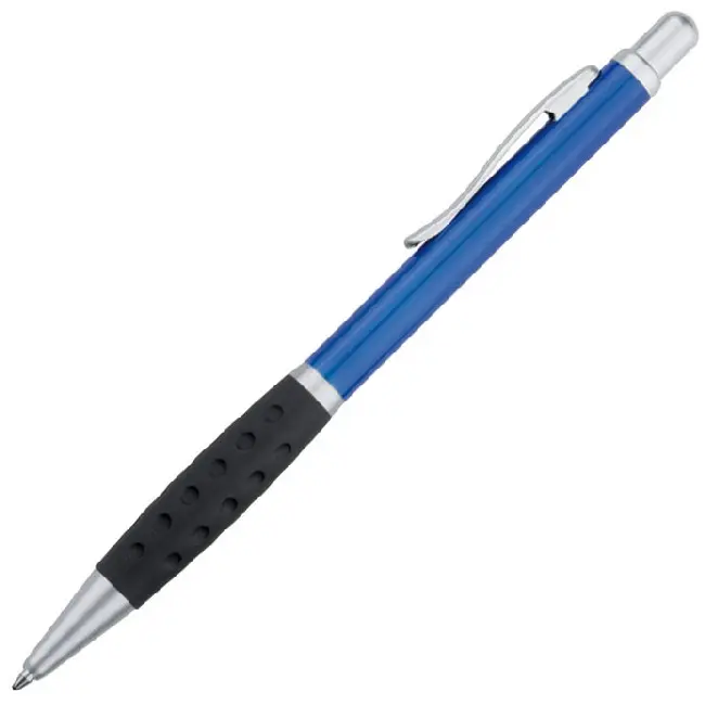 Ручка металева з гумовою вставкою Синий Серебристый Черный 4118-01