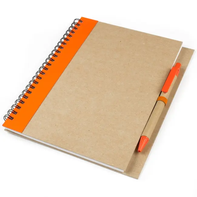 Блокнот A5 з ЕКО-ручкою із смугою помаранчевий Древесный Оранжевый 6833-04