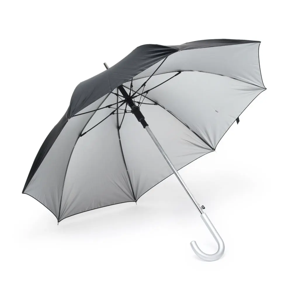 Зонт трость с металлической ручкой полуавтомат черный