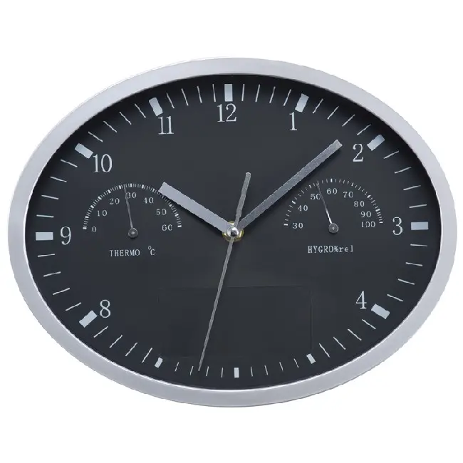 Настінний годинник з гідрометром і термометром Серебристый Черный 4886-02