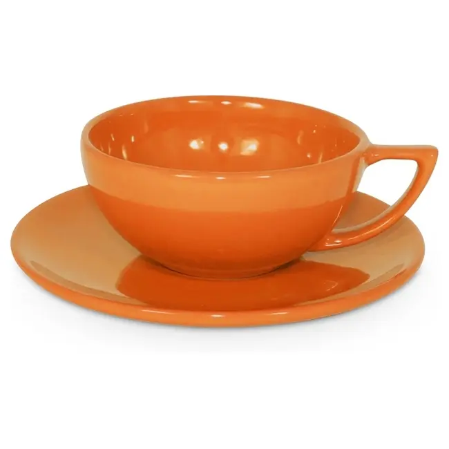 Чашка керамическая Rio S с блюдцем 280 мл Оранжевый 1808-12