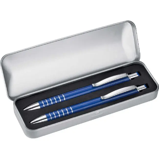 Письменный набор из ручки и карандаша в футляре Серебристый Синий 4995-05