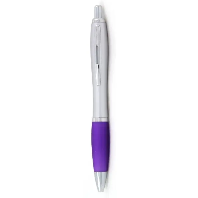 Ручка з матового пластика з гумовою вставкою Фиолетовый Серебристый 4302-01
