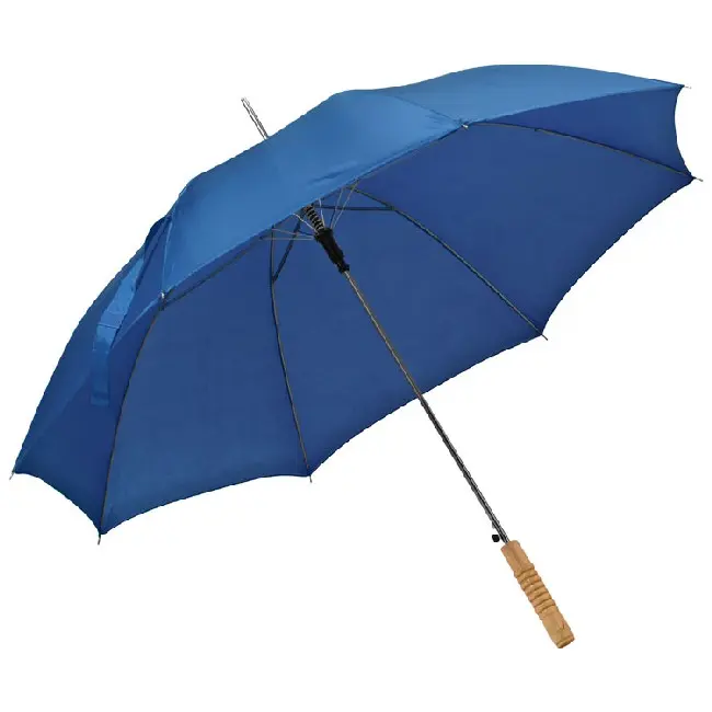 Зонтик трость с деревянной ручкой синий