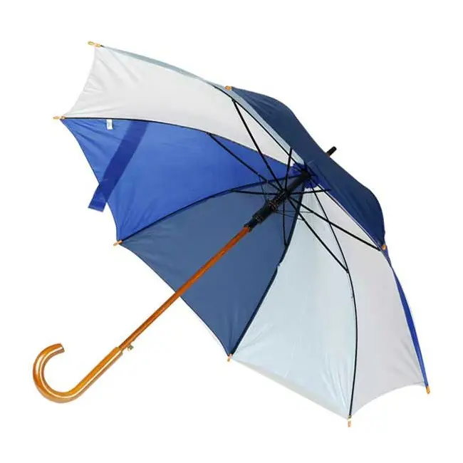 Зонт трость с деревянной ручкой Темно-синий Голубой Синий Белый 1719-09