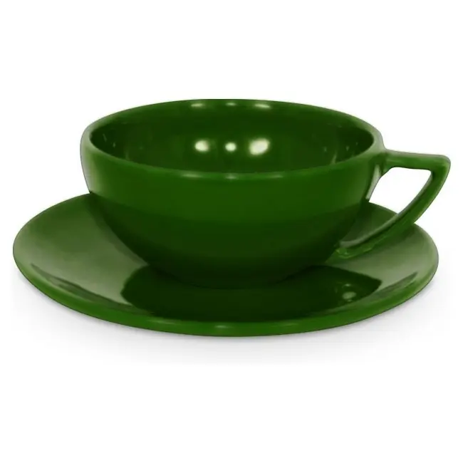 Чашка керамічна Rio S з блюдцем 280 мл Зеленый 1808-16