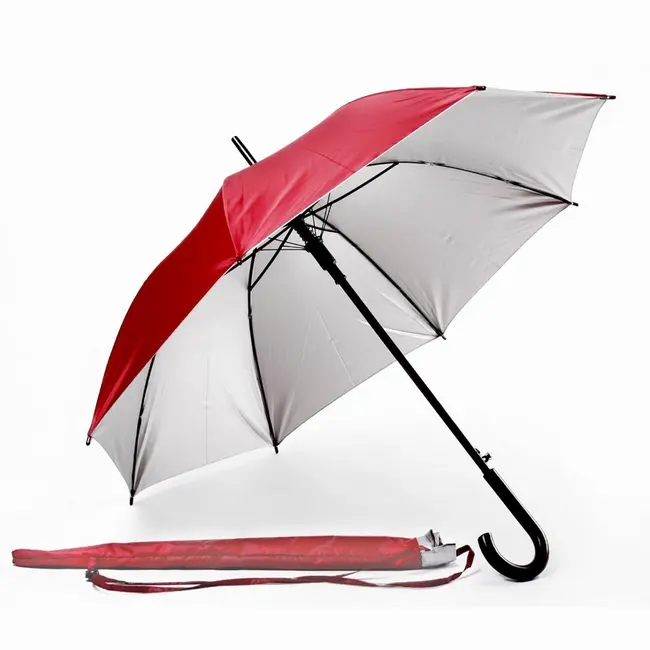 Зонт трость полуавтомат Бордовый Серебристый 1463-03