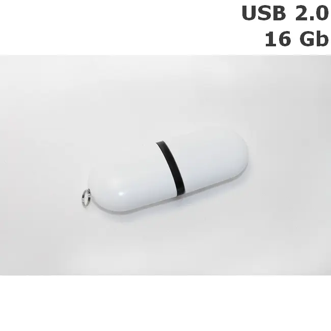 Флешка Таблетка пластикова 16 Gb USB 2.0 Белый Черный 6091-02