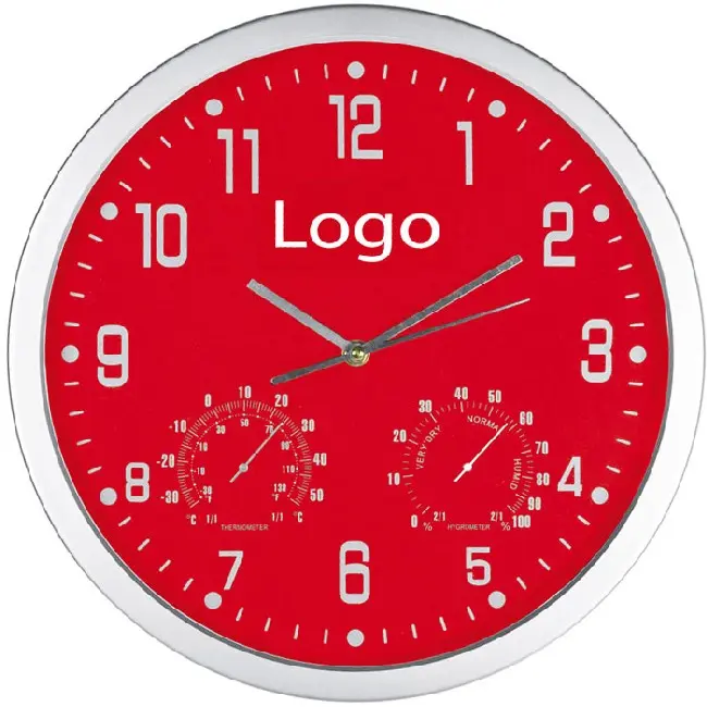 Настінний годинник 3 в 1 Серебристый Красный 4889-02