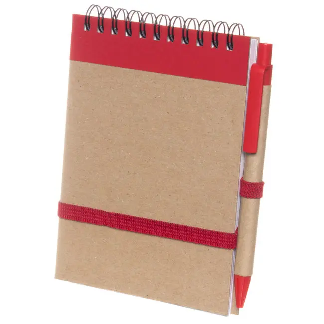 Блокнот A6 вертикальний з ЕКО-ручкою із смугою червоний Красный Древесный 11757-01